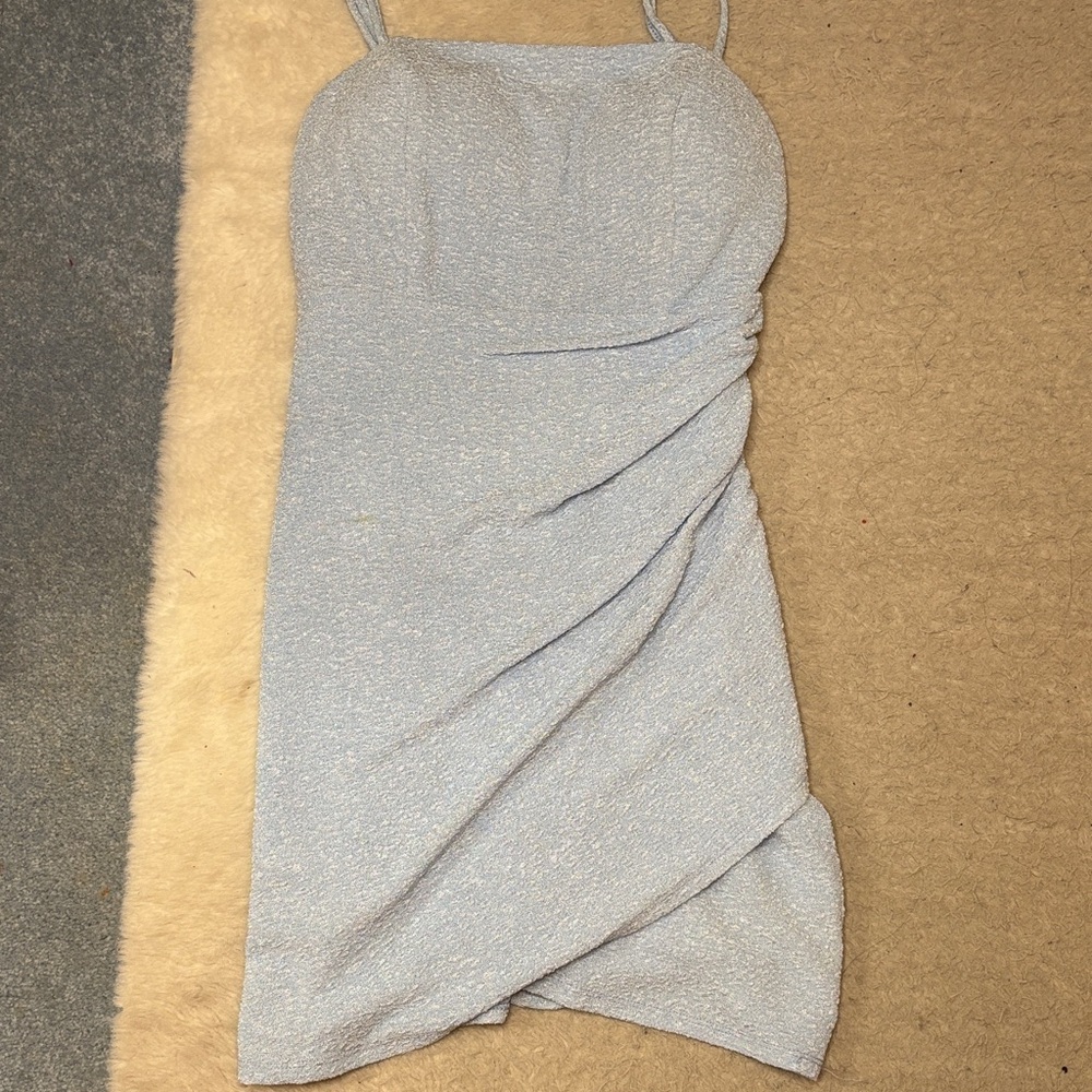 Light Blue Draped Sleeveless Dress
